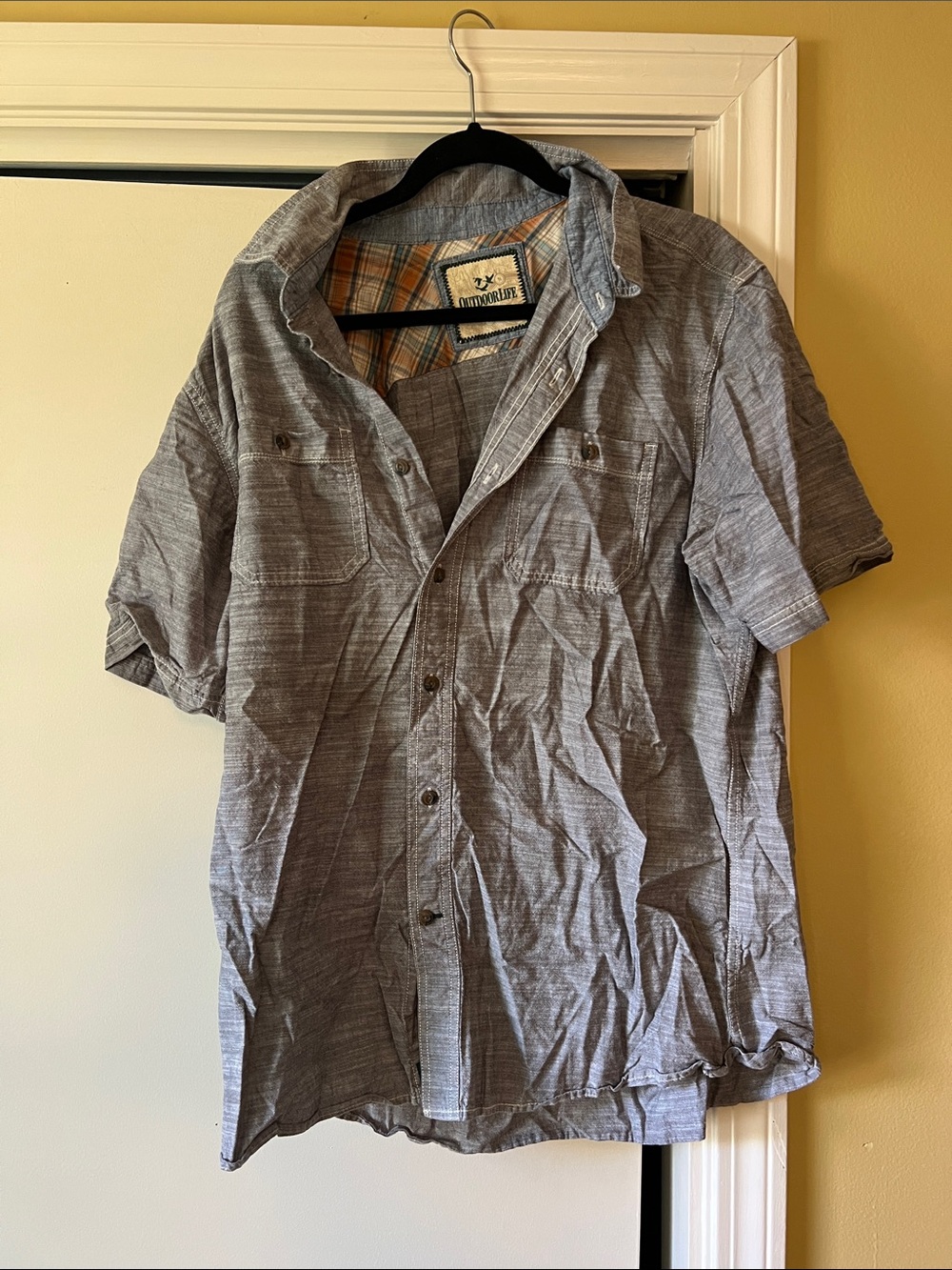 Short Sleeve Button-Down Gray Men's Shirt
